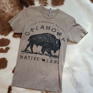 Next Level Apparel Oklahoma Buffalo Graphic Tee - Taupe & Black